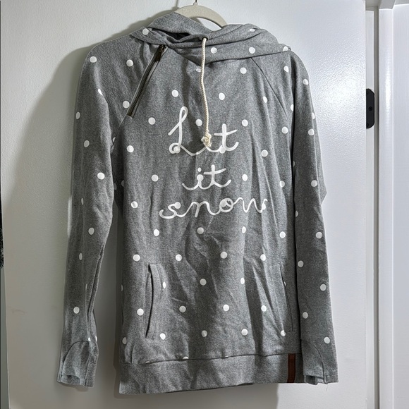 Ampersand Double Hood - Let it Snow - polka dot grey hoodie NWT - Picture 1 of 8